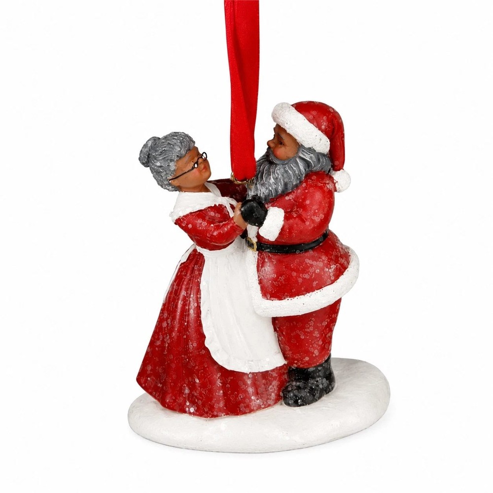 African American Mr. & Mrs. Santa Dancing Christmas Ornament NEW